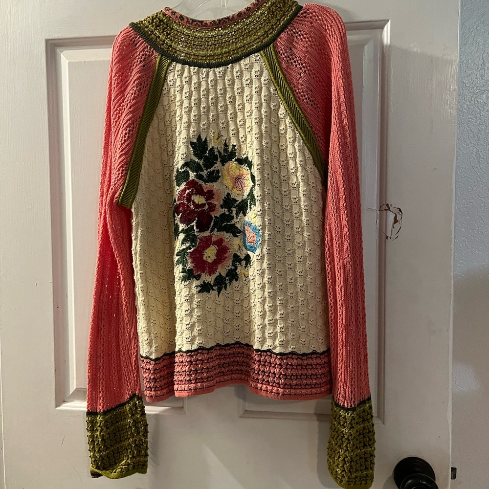 Colorful Floral Knit Cardigan - Picture 2 of 2